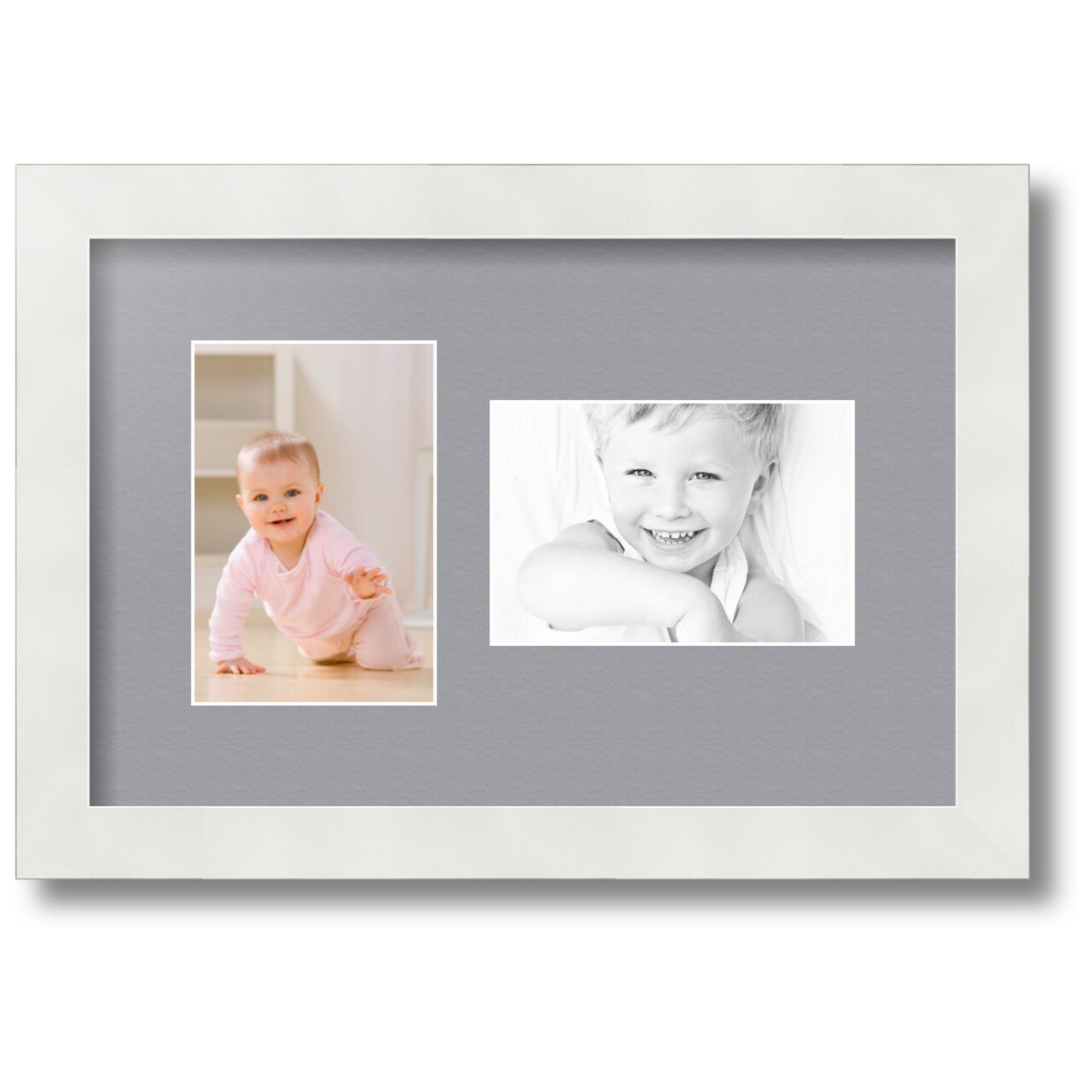 ArtToFrames Collage Photo Picture Frame with 2 - 4x6 inch Openings, Framed in White with Over 62 Mat Color Options and Regular Glass (CSM-3966-102)